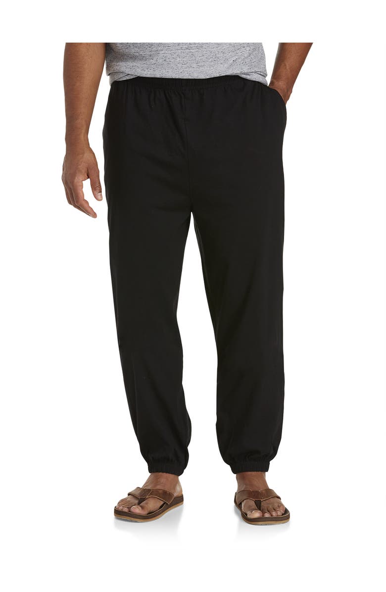 Harbor Bay by DXL Big & Tall Cinched-Hem Jersey Pants, Main, color, Black