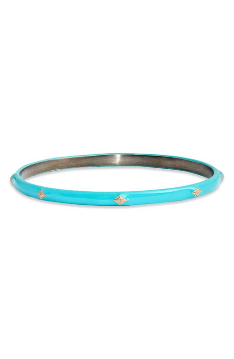 New World 14k Gold 
Enamel Bangle Bracelet