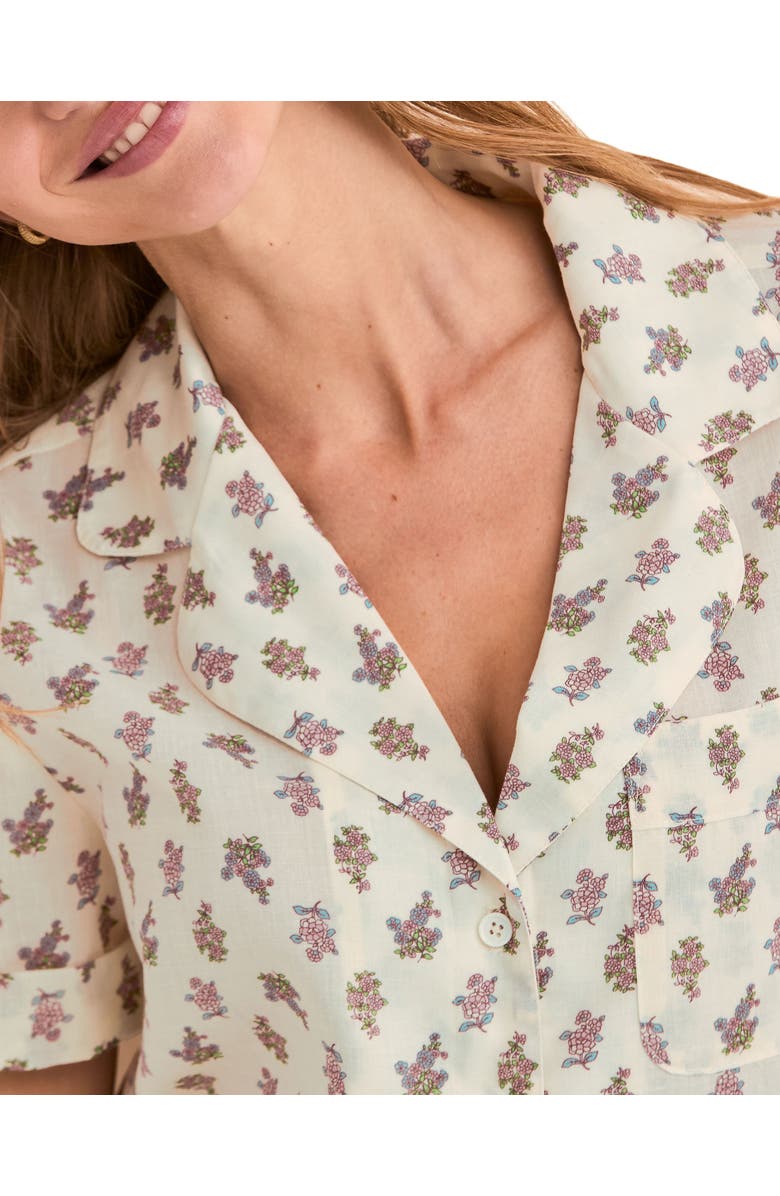 Adore Me Lucero Short Sleeve Top & Shorts Pajama Set, Alternate, color, Floral Beige