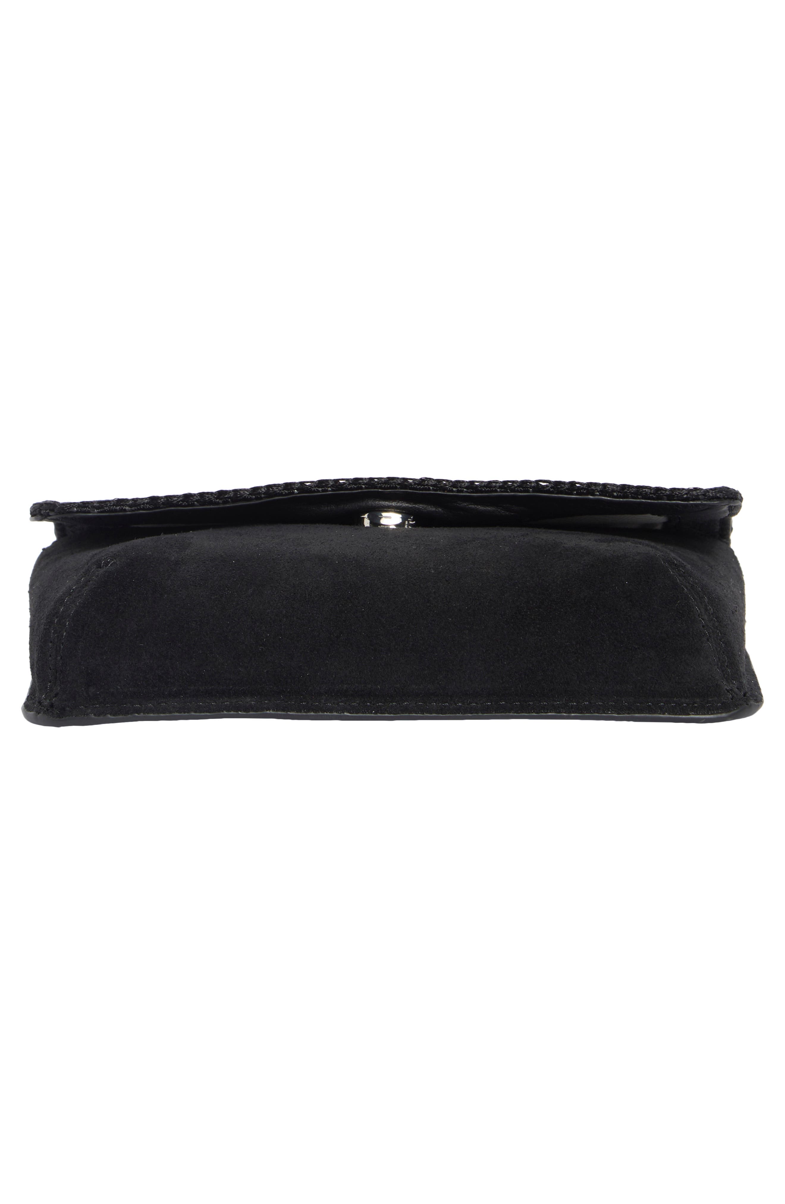 Paradise Leather Wallet Crossbody, Alternate, color, BLACK SUEDE