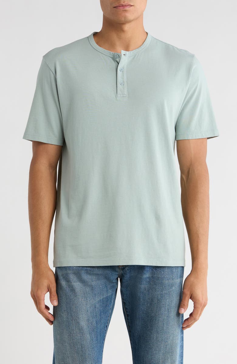 Vince Short Sleeve Henley, Main, color, Washed Marina
