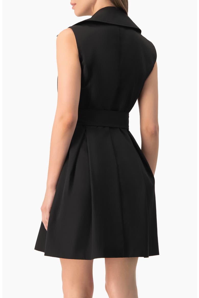 Belted Sleeveless Trench-Style A-Line Mini Dress, Alternate, color, Black