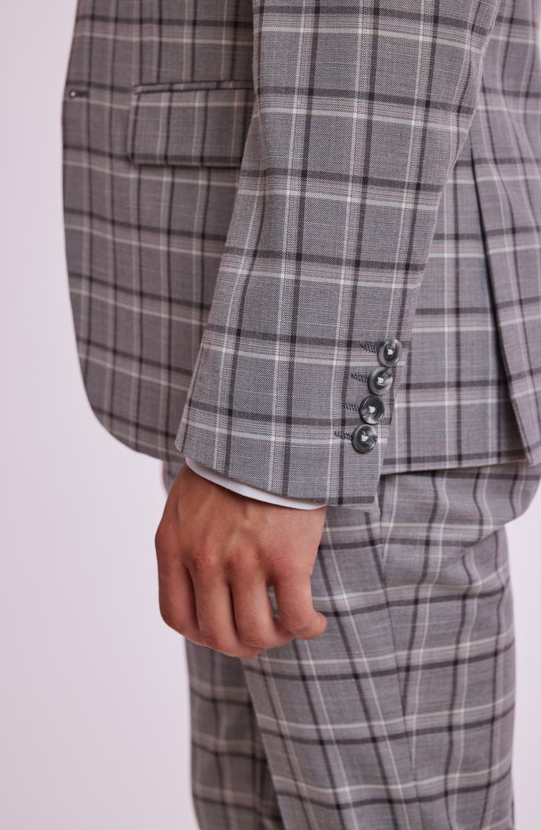 PAISLEY & GRAY Ashton Slim Fit Plaid Sport Coat, Alternate, color, Grey Wht Peach Check