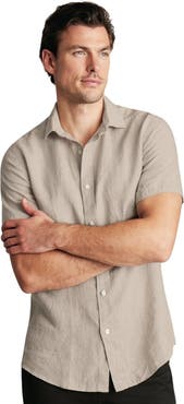 Charles Tyrwhitt Plain Pure Linen Short Sleeve Shirt