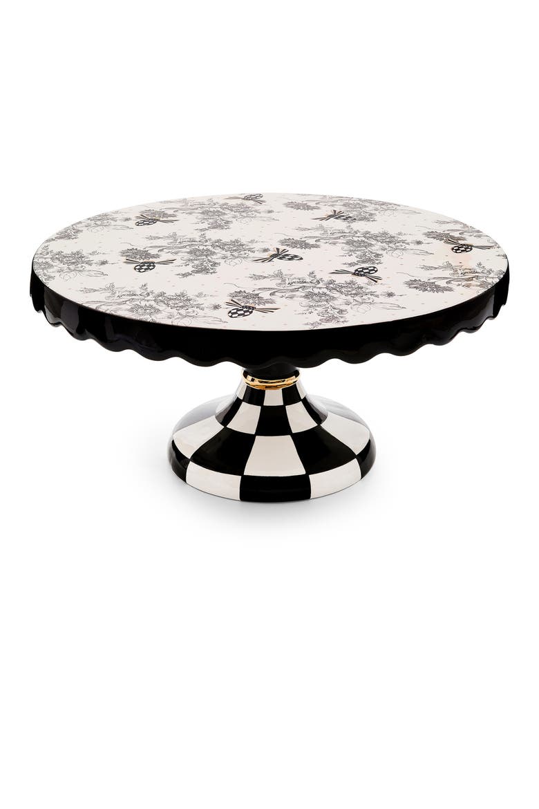 Large Bee Toile Porcelain Pedestal Platter, Main, color, WHITE