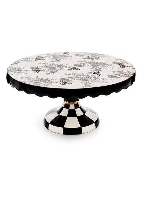 Large Bee Toile Porcelain Pedestal Platter