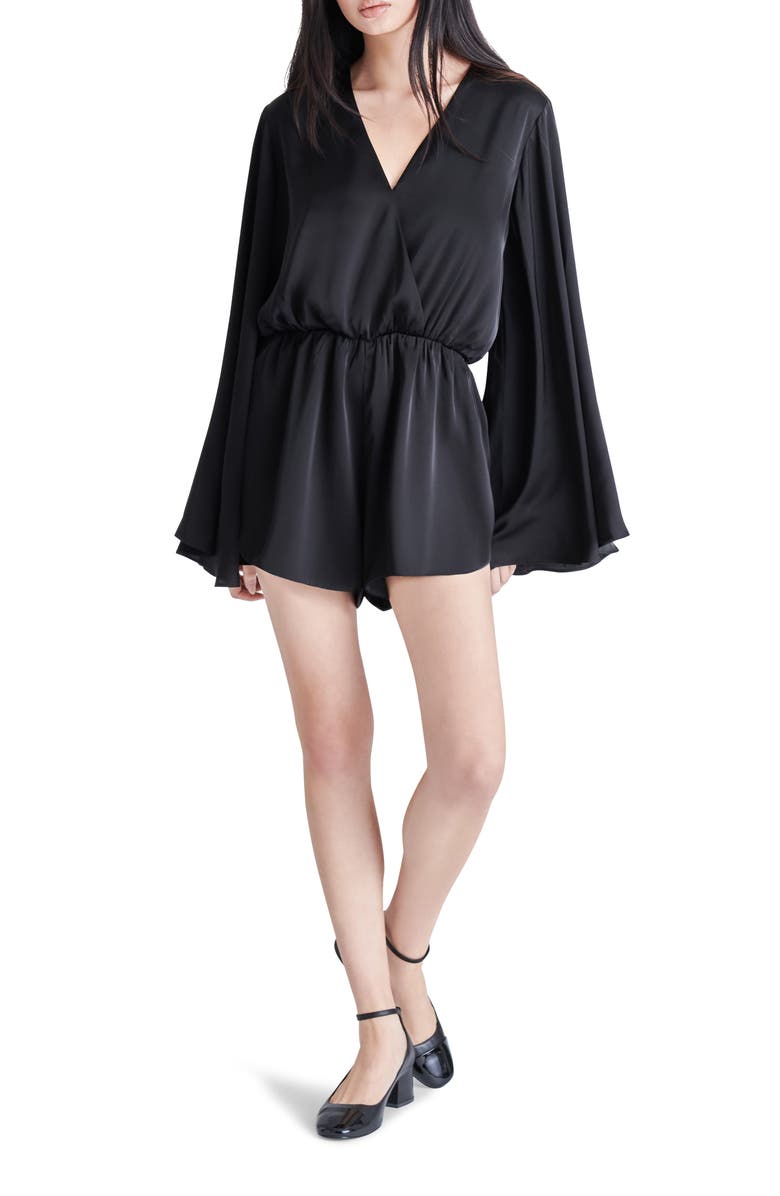 Steve Madden Farrah Long Sleeve Charmeuse Romper, Main, color,