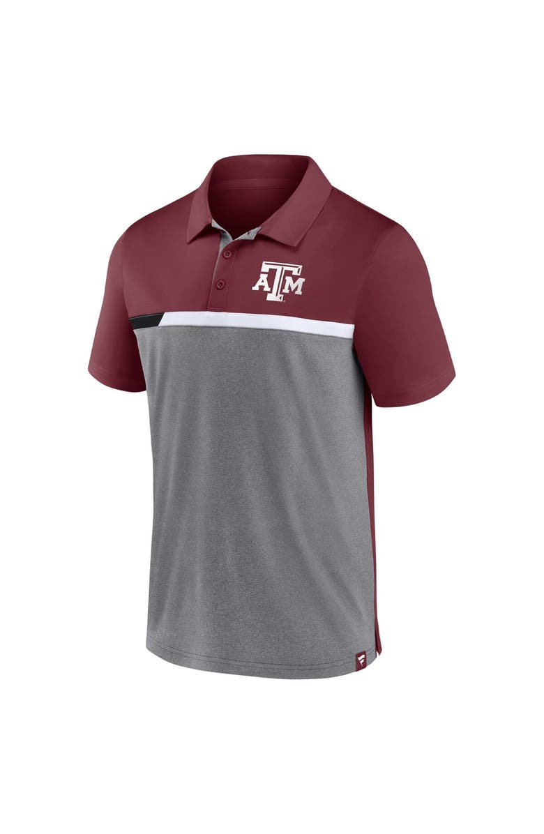 FANATICS Men's Fanatics Maroon/Heathered Gray Texas A&M Aggies Split Block Color Block Polo, Alternate, color, 