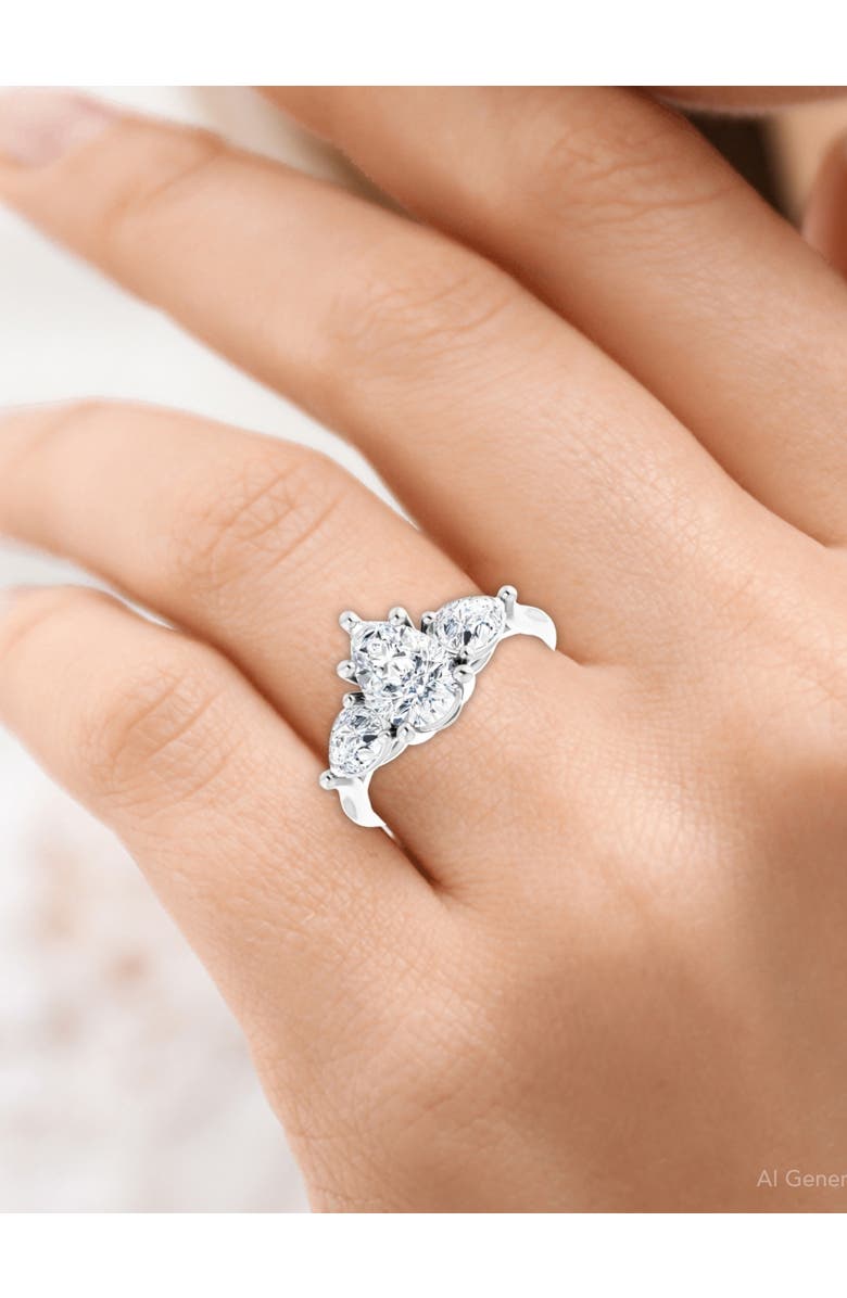 Bliss Diamond 2Ct TW Pear Shape Three Stone Diamond Engagement Ring in 14k Gold Lab Grown, Alternate, color, 14K White Gold