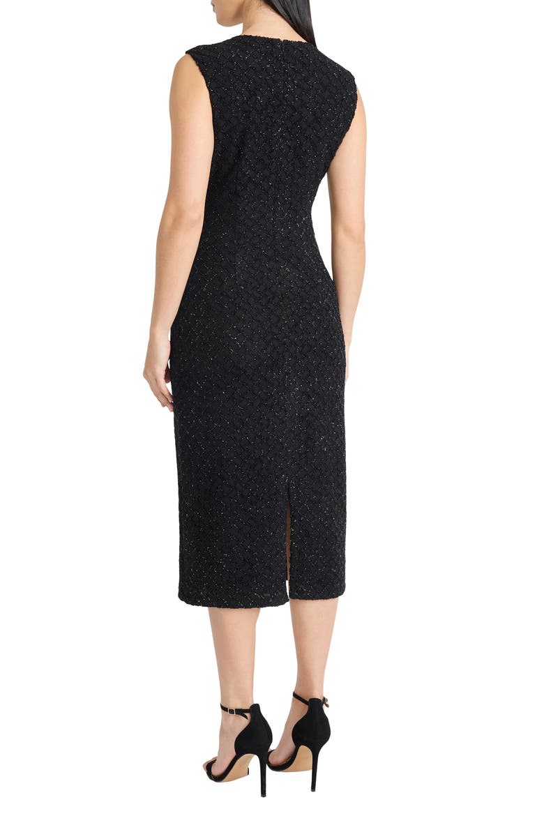 Sleeveless Tinsel Knit Midi Dress, Alternate, color, BLACK