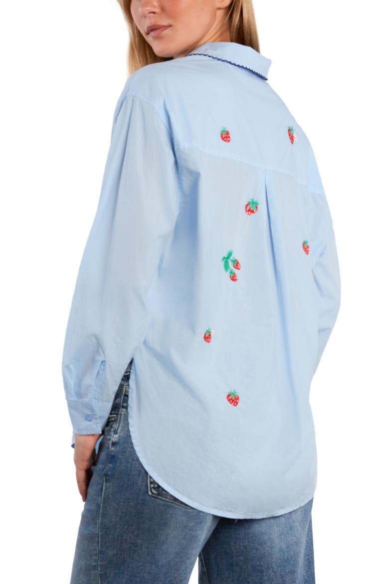 Strawberry Kisses Button-Up Shirt, Alternate, color, WINDSURFER BLUE