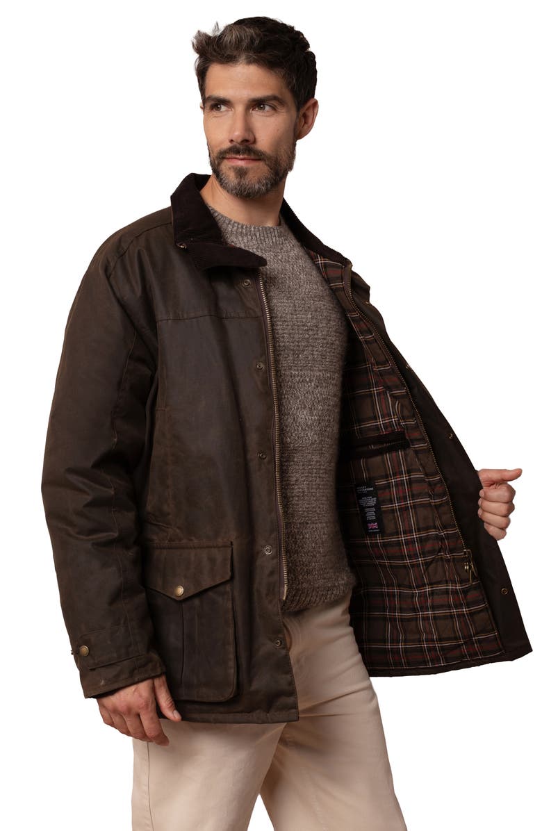 Celtic & Co. British Waxed Cotton Jacket, Alternate, color, Peat