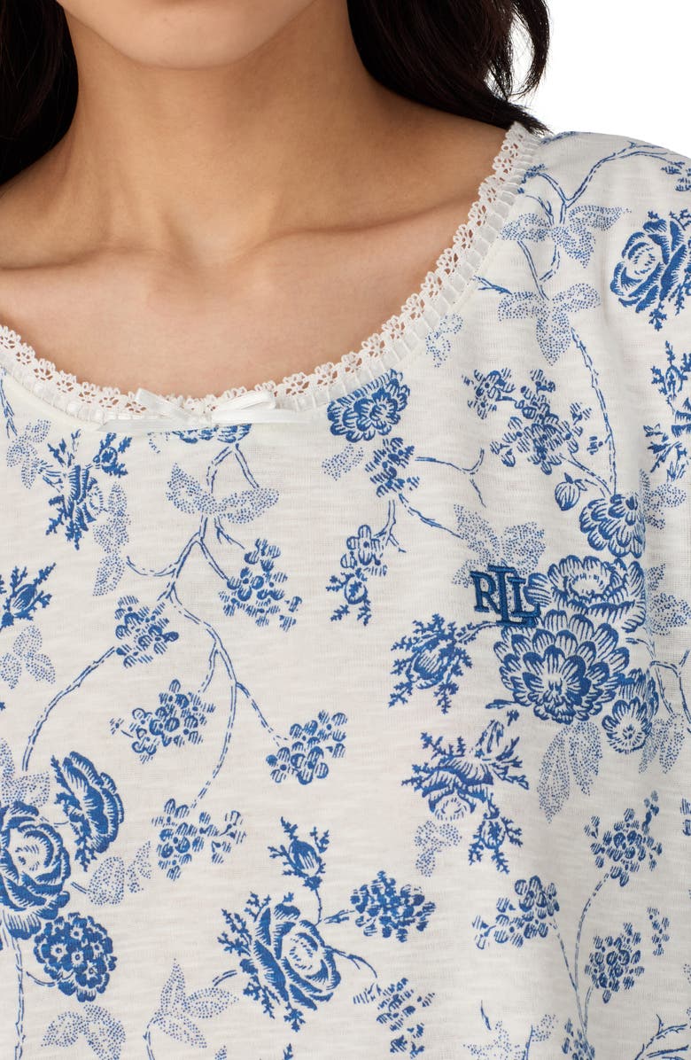 Lauren Ralph Lauren Monogram Short Sleeve Nightgown, Alternate, color, 