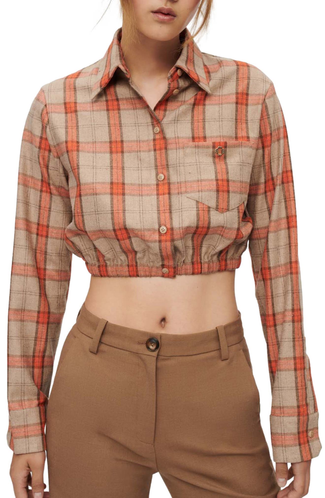 maje Cavellino Button Front Crop Top