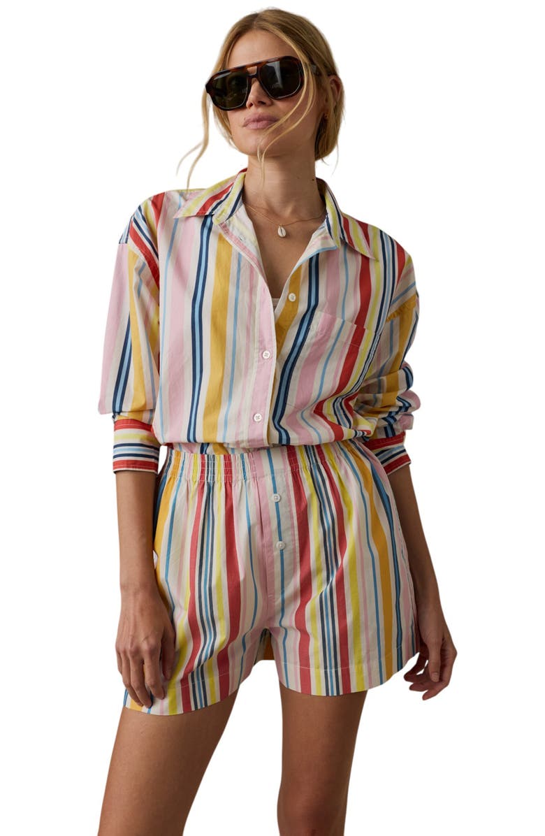 Faherty Coastal Relaxed Cotton Poplin Button-Up Shirt, Alternate, color, Sunset Parade
