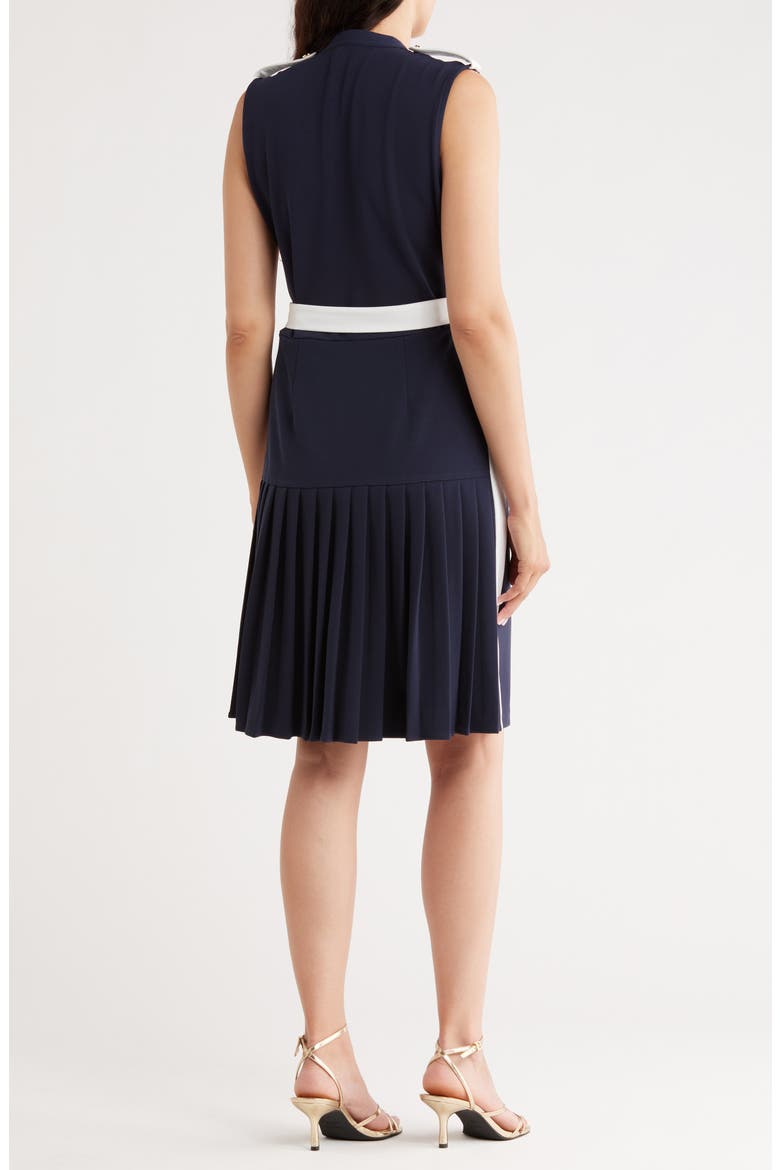 Sleeveless Belted Scuba Dress, Alternate, color, NANETTE NAVY/ WHITE