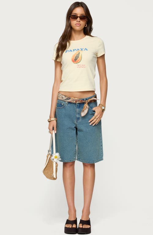 Edikted Papaya Stretch Cotton Graphic T-shirt In Gray