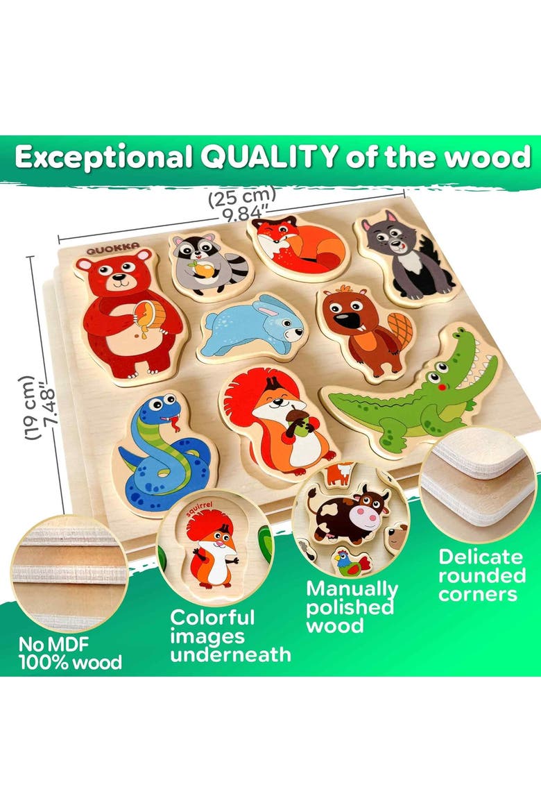 Wooden Puzzle Set for Toddlers - Educational Puzzles, Alternate, color, Chunky Animals