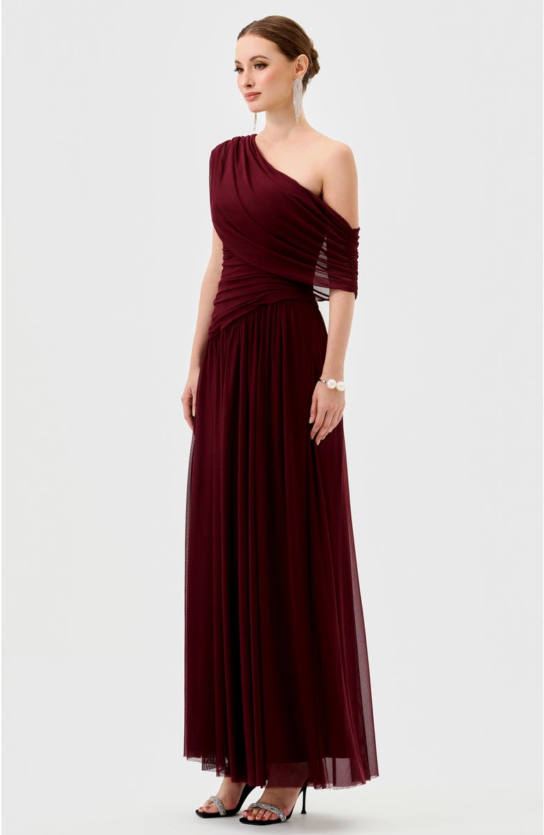 Bariano Macie Draped Maxi, Alternate, color, Mahogany