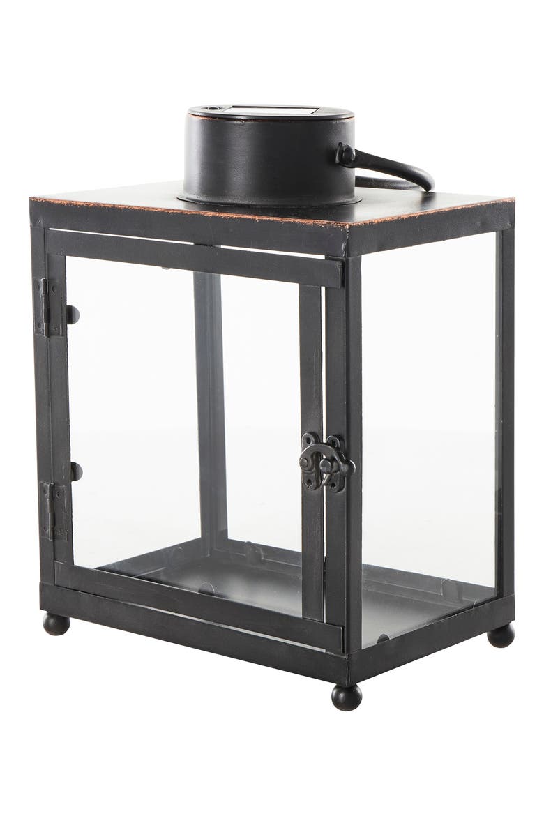 Black Metal Candle Lantern, Main, color, BLACK