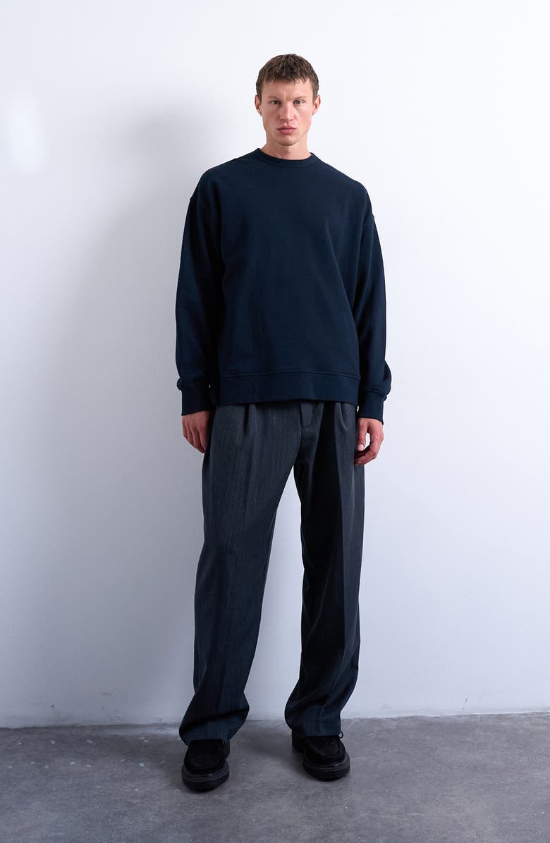 Topman Lightweight Oversize Cotton Sweatshirt, Alternate, color, Navy