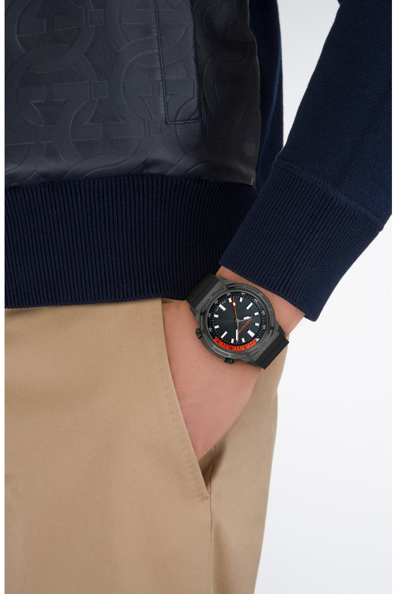 Sport Silicone Strap Watch, 46mm, Alternate, color, IP BLACK