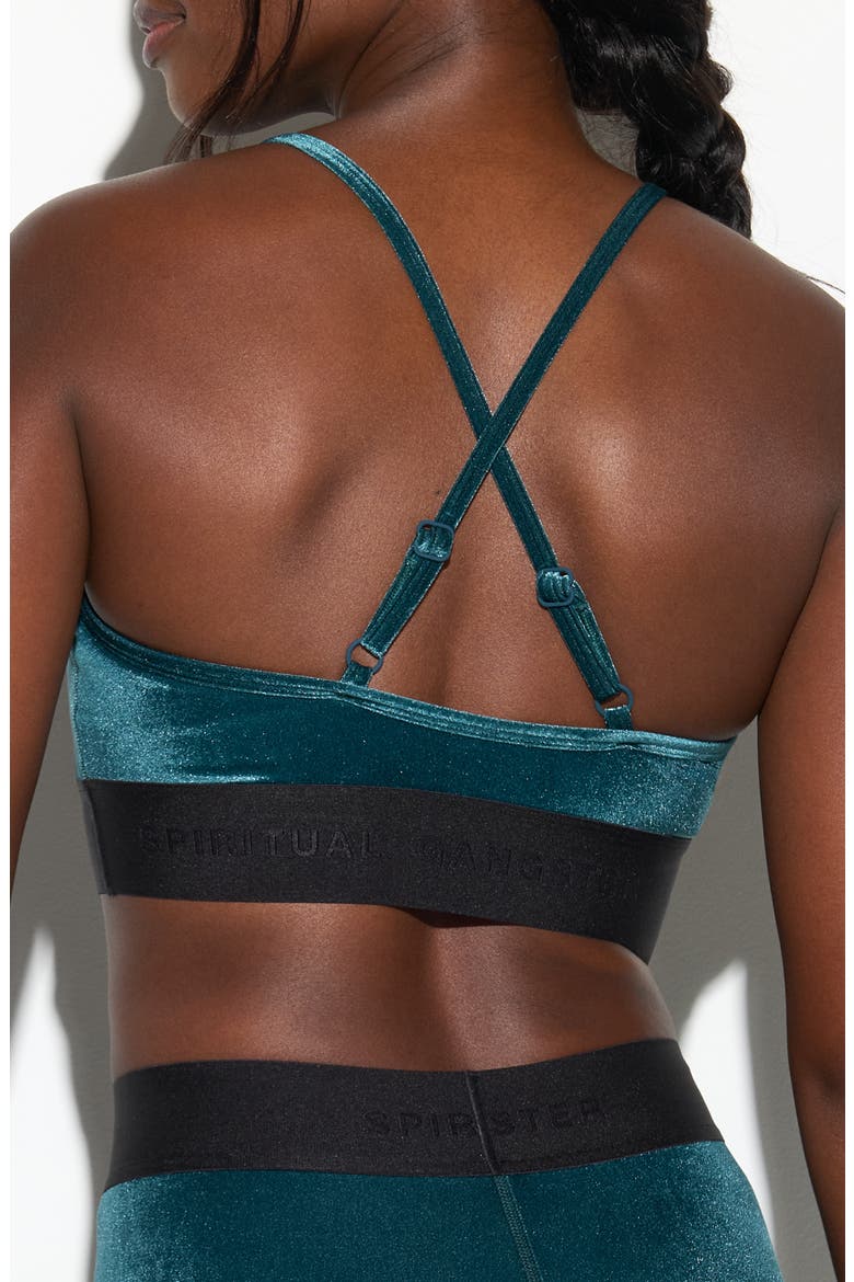 Shiloh Velour Sports Bra, Alternate, color, MIDNIGHT TEAL