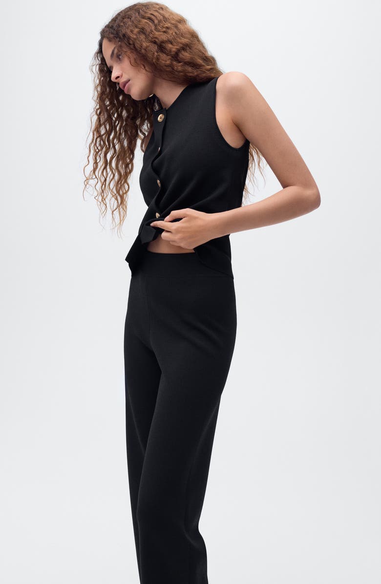 MANGO Straight Leg Knit Pants, Alternate, color, Black