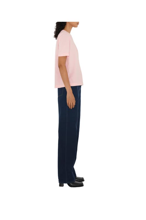 Burberry Boxy Cotton T-shirt In Pink
