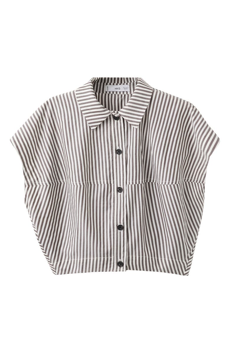 MANGO Stripe Short Sleeve Crop Button-Up Shirt, Alternate, color, 