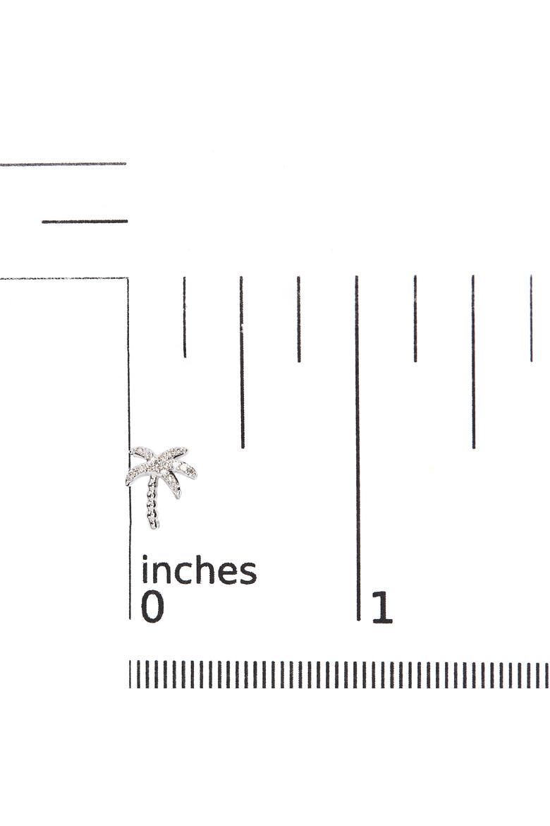 10K White Gold 1/10 Ct Diamond Encrusted Palm Tree Stud Earrings, Alternate, color, White