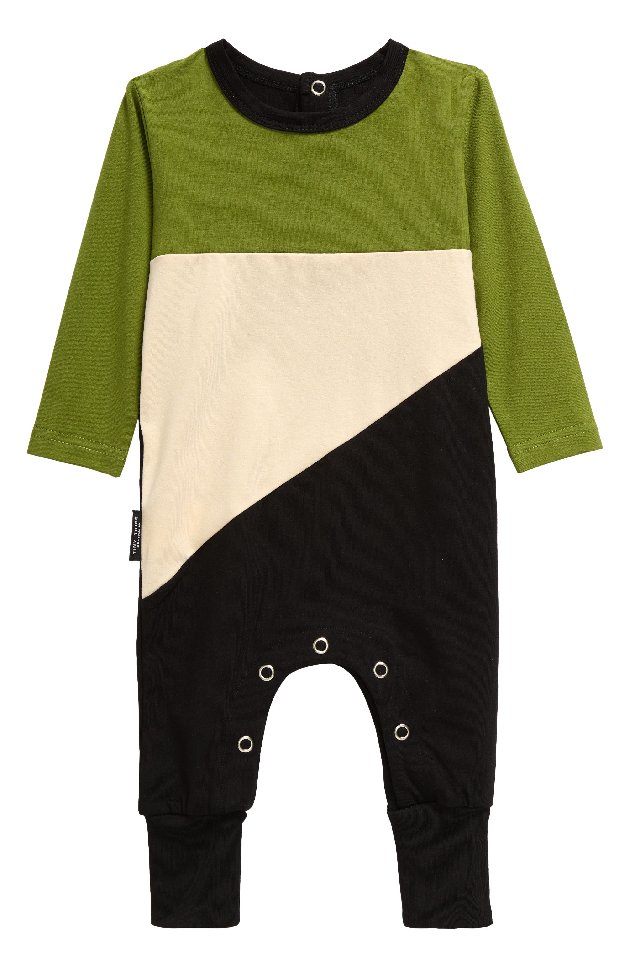 TINY TRIBE Segment Colorblock Romper in Green Multi 