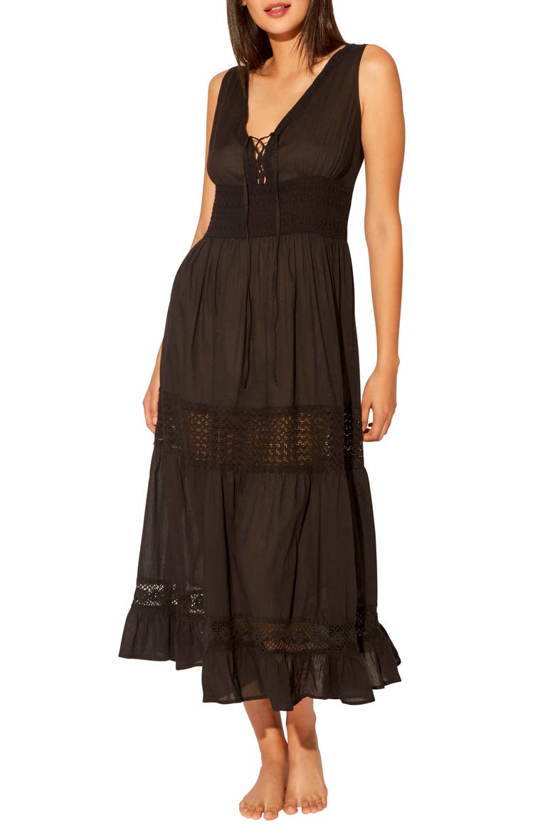 India Bazaar Cover-Up Dress, Alternate, color, BLACK