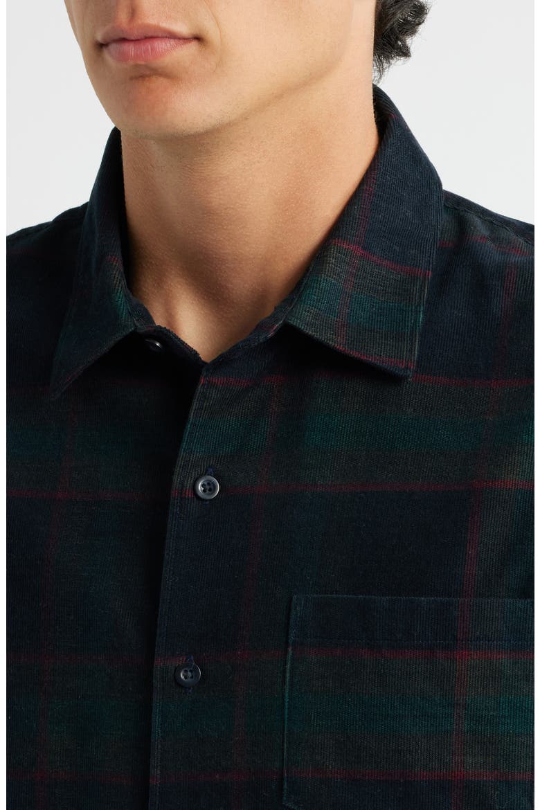 Holme Plaid Cotton Corduroy Button-Up Shirt, Alternate, color, COASTAL COMBO