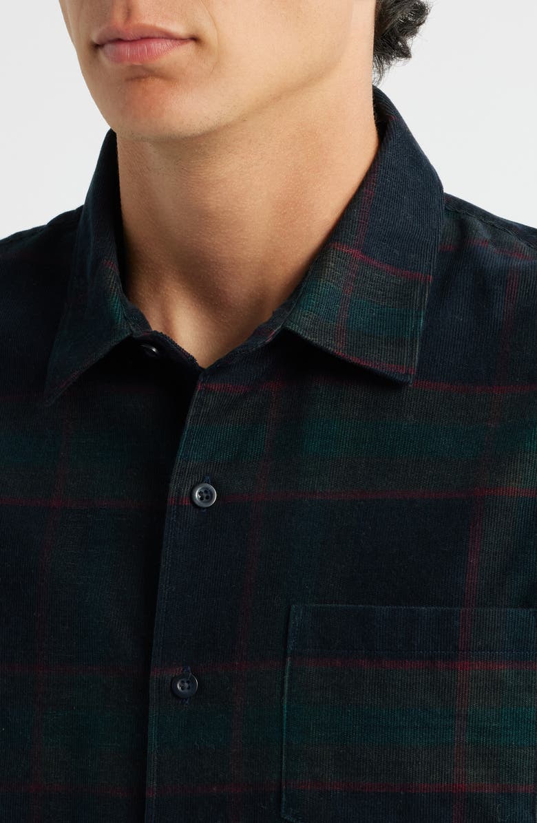 Vince Holme Plaid Cotton Corduroy Button-Up Shirt, Alternate, color, Coastal Combo