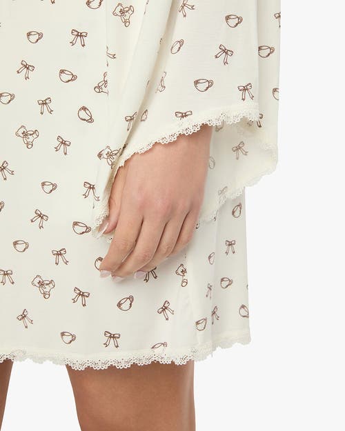Weworewhat Lace Trim Robe In Ivory/chestnut