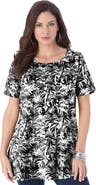 Roaman's Plus Size Ultimate Cotton Crewneck Short Sleeve Swing Tee
