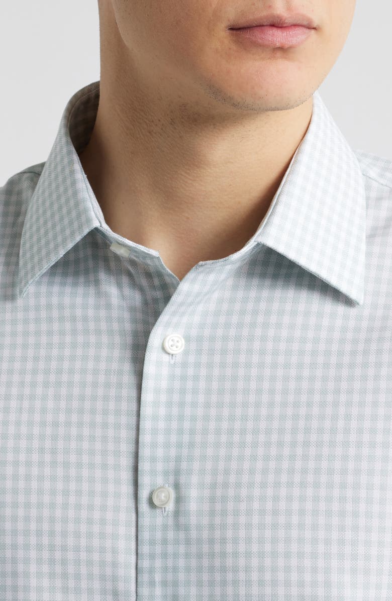 Nordstrom Premium Non-Iron Trim Fit Dress Shirt, Alternate, color, Green Gingham