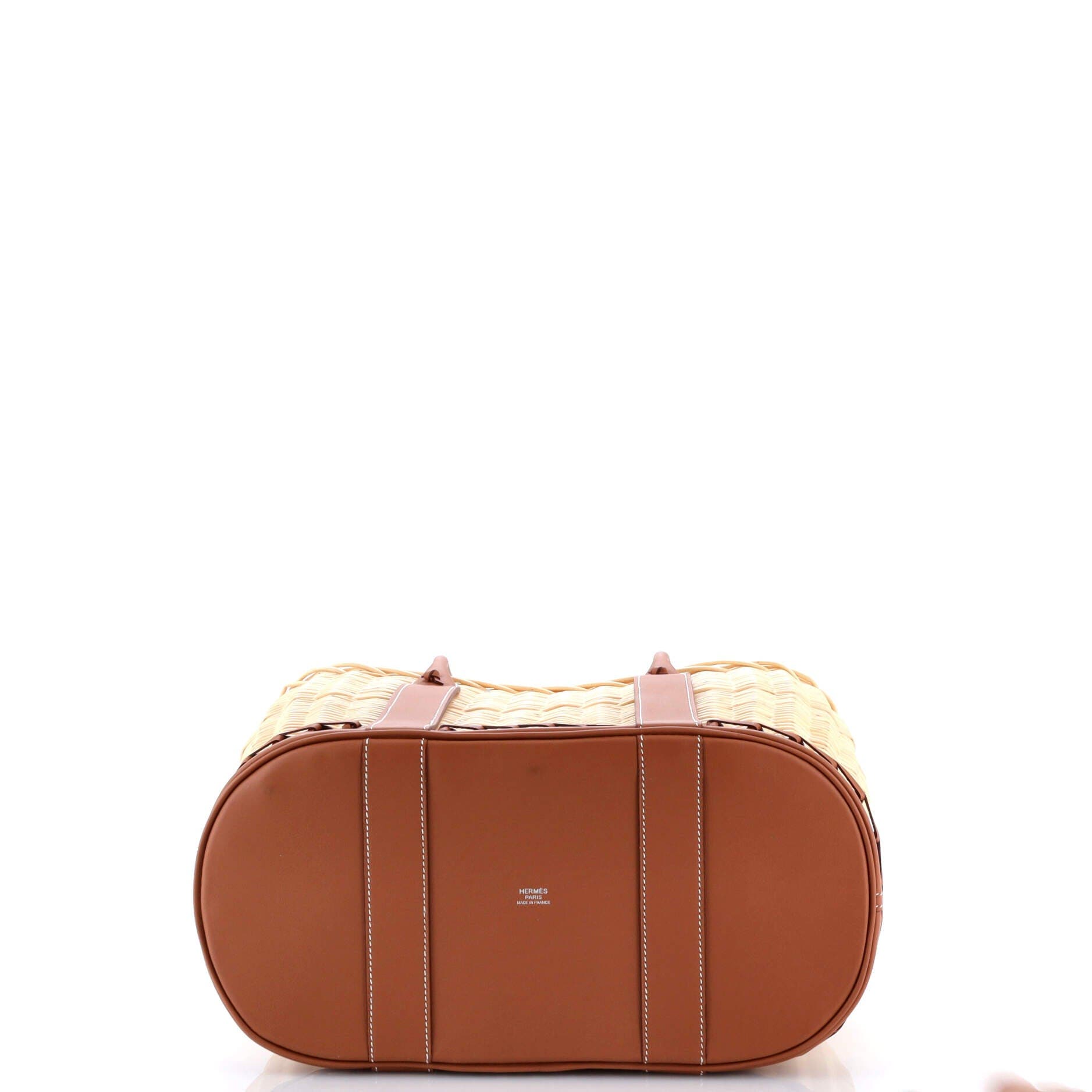 Pre-Owned Hermes Picnic Garden Party Tote Wicker and Leather, Alternate, color, 