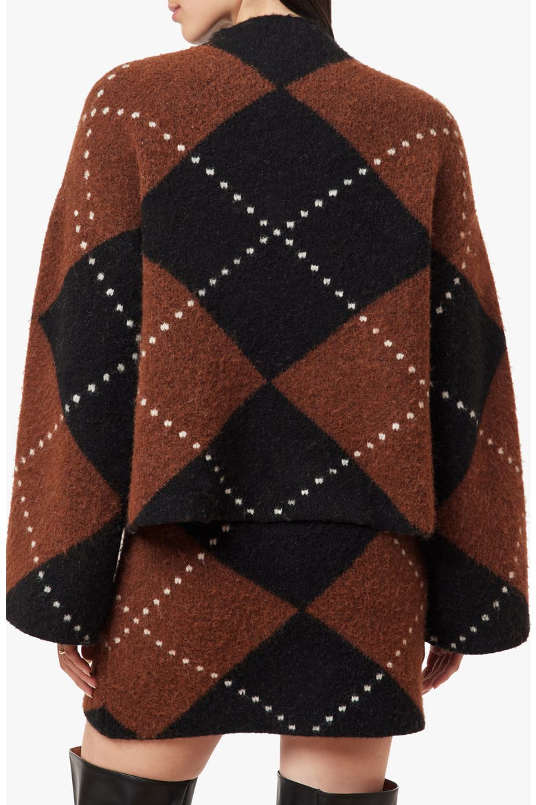 Argyle Mock Neck Sweater, Alternate, color, BROWNBLACK