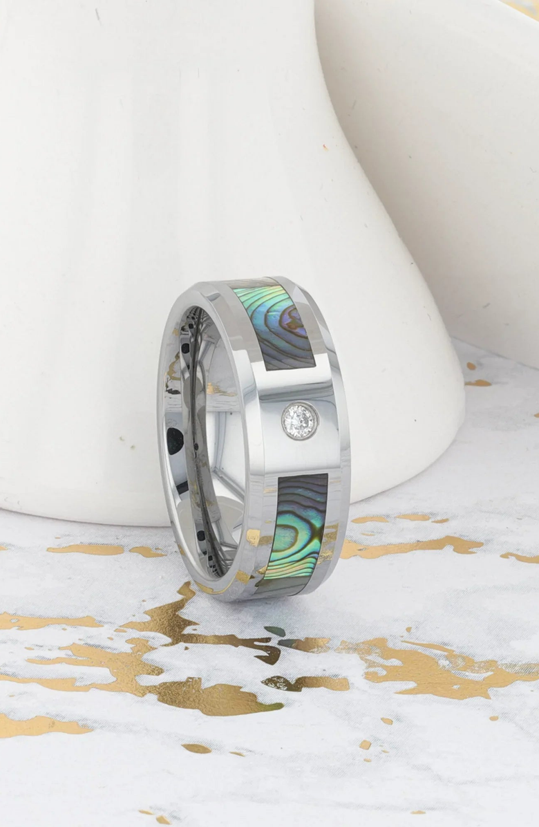 Larson Jewelers Honolulu Mother of Pearl White Diamond Ring, Alternate, color, Mother Of Pearl