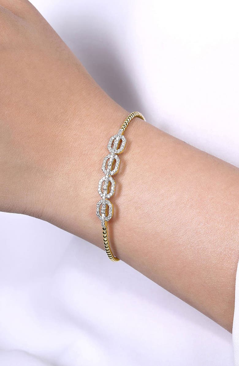 Gabriel & Co. Bujukan Geometric Diamond Beaded Cuff Bracelet, Alternate, color, Gold