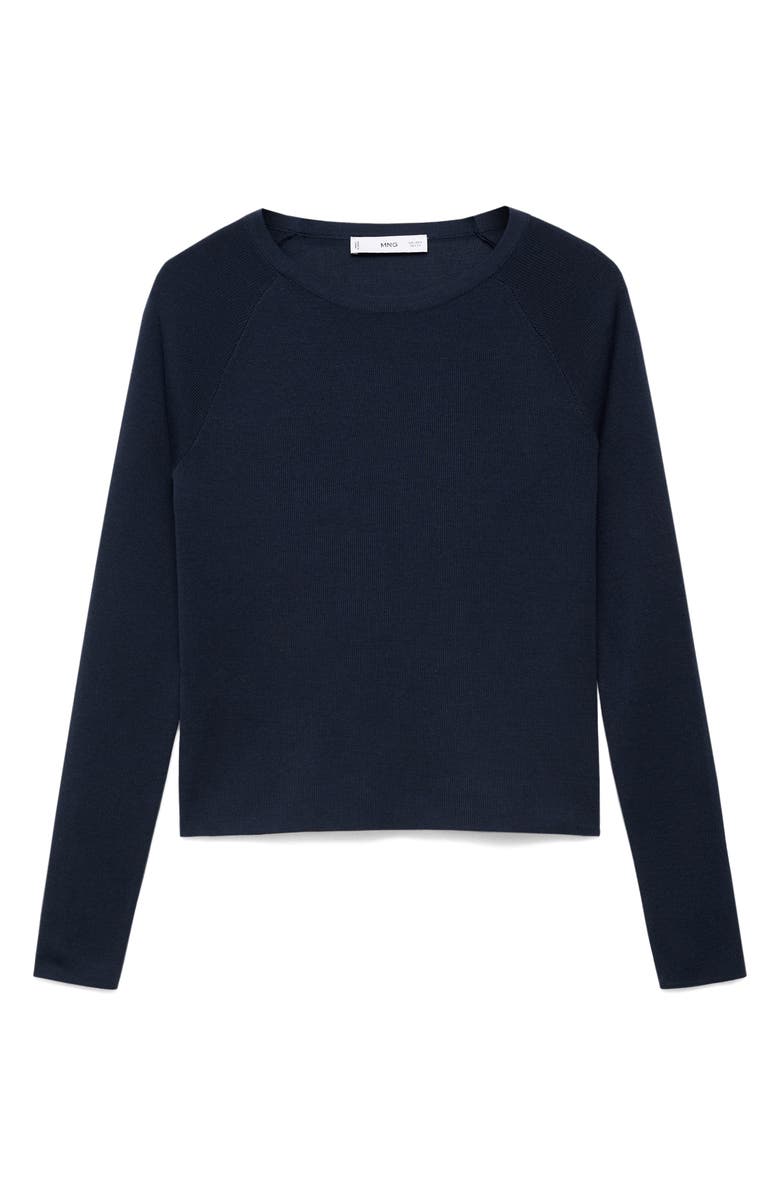 MANGO Raglan Sleeve Cotton Blend Sweater, Alternate, color, Dark Navy