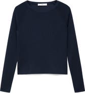 MANGO Raglan Sleeve Cotton Blend Sweater