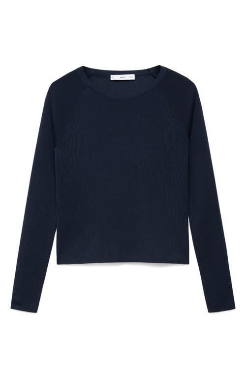 Mango Raglan Sleeve Cotton Blend Sweater In Blue