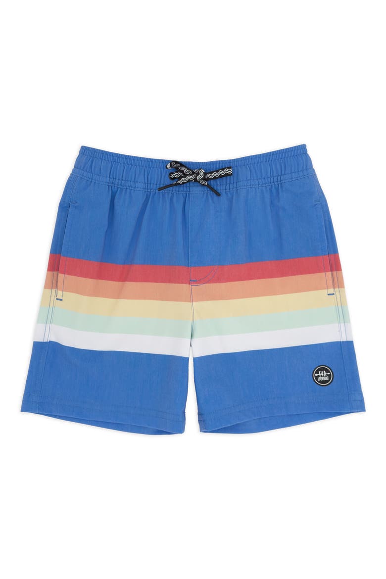 Kids' Stripe Volley Swim Trunks, Main, color, MARINA BLUE