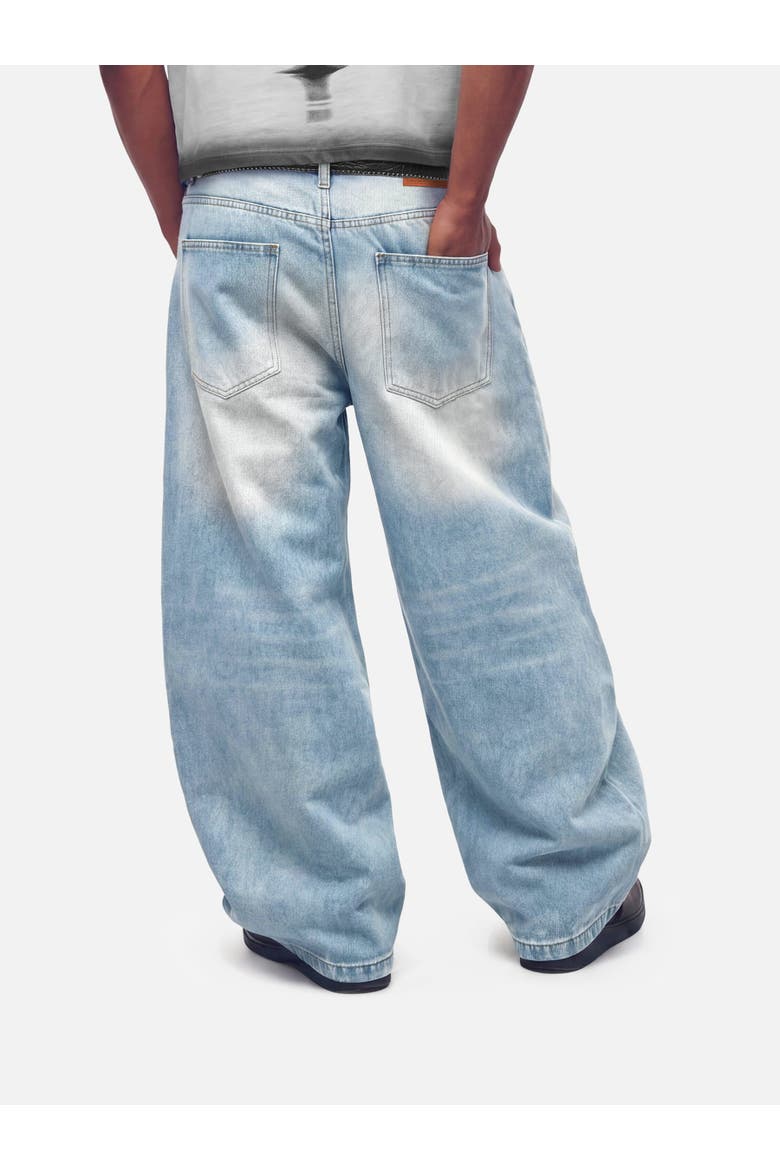 Seam Panel Baggy Barrel Jeans, Alternate, color, Blue
