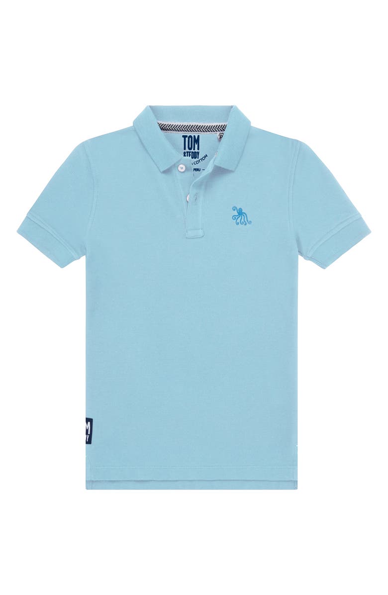 Tom & Teddy Kids' Pima Cotton Piqué Polo Shirt, Main, color, Sky Blue
