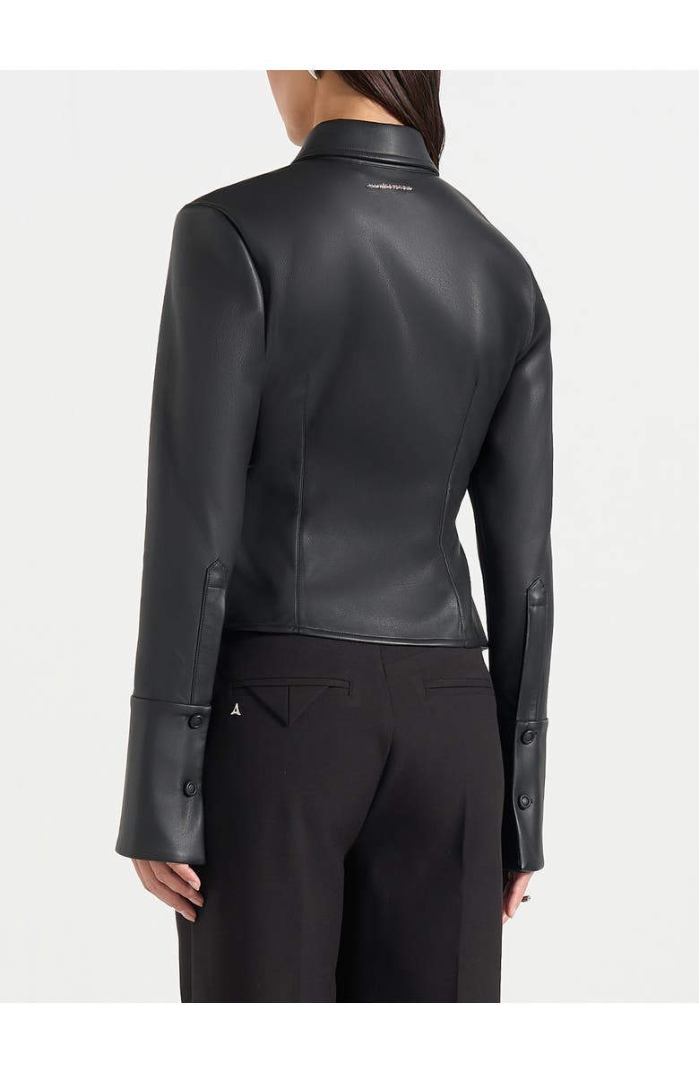 Manière De Voir Sonia Leather Cinch Shirt, Alternate, color, Black