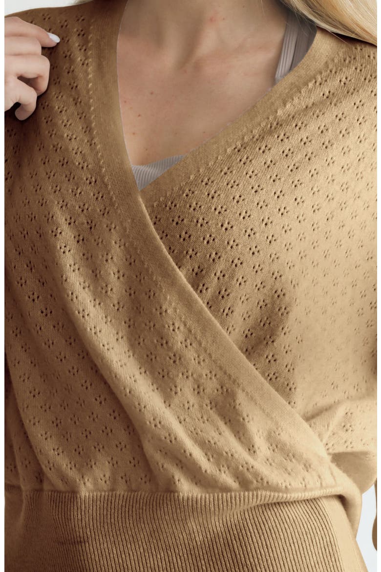 Bloom Cashmere Wrap Sweater, Alternate, color, Camel